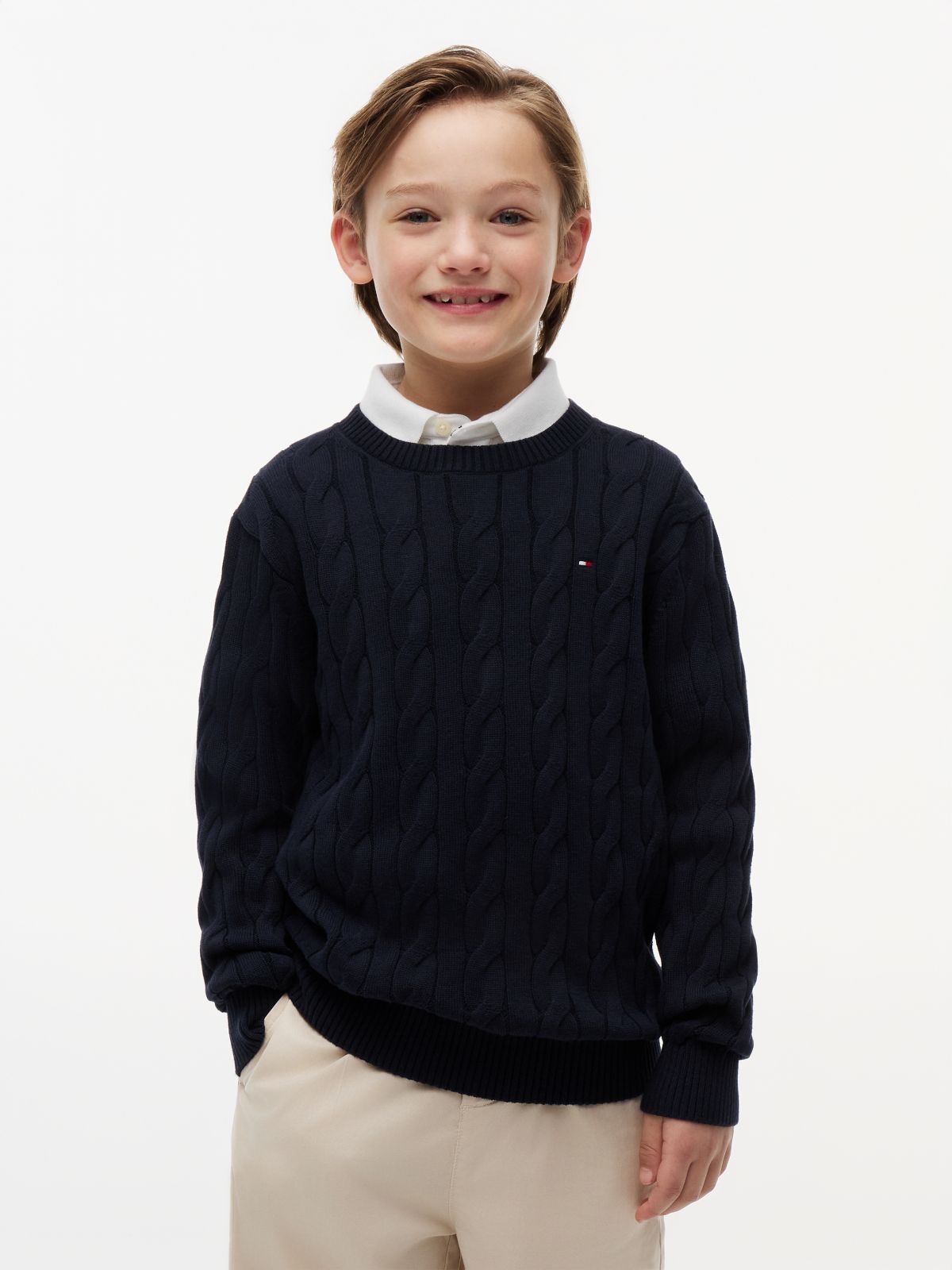 Kids' Cable Knit Sweater — Navy Blue