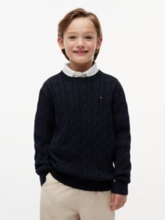 Kids' Cable Knit Sweater — Navy Blue 1