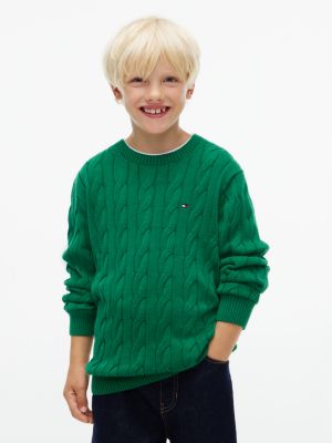 Kids' Cable Knit Sweater, Green