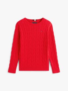 Kids' Cable Knit Sweater — Red 5