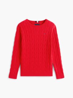 Kids' Cable Knit Sweater — Red 6