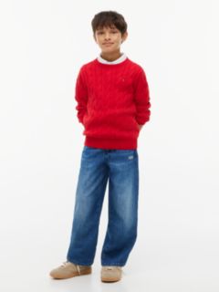 Kids' Cable Knit Sweater — Red 2