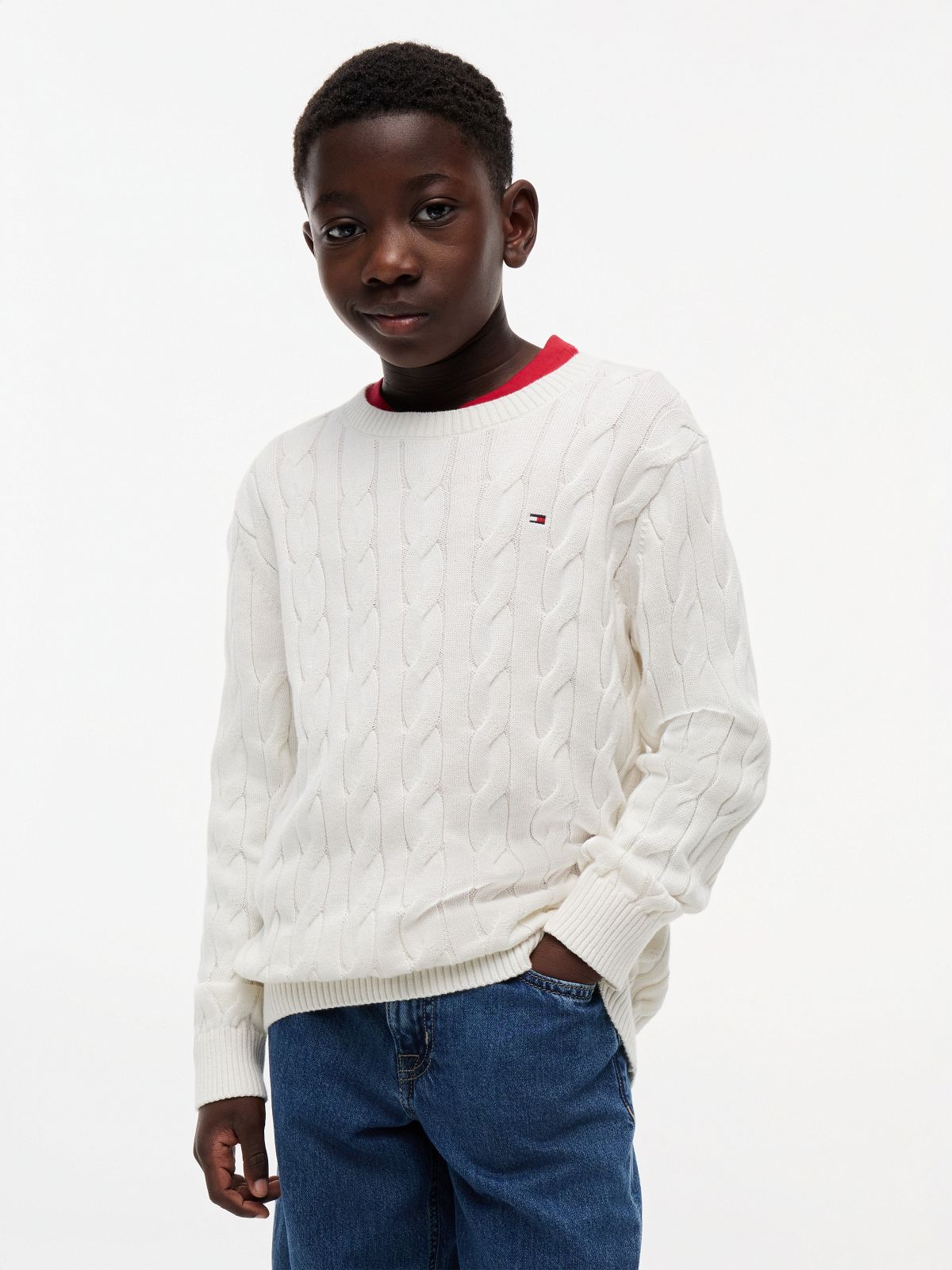 Kids' Cable Knit Sweater — Ivory