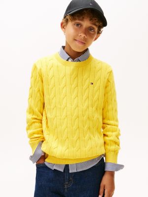 Kids' Cable Knit Sweater, Pollen