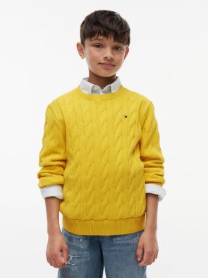 Kids' Cable Knit Sweater, Morningside Yellow