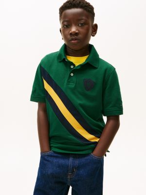 Kids' Banner Stripe Polo Shirt, Ornamental Green