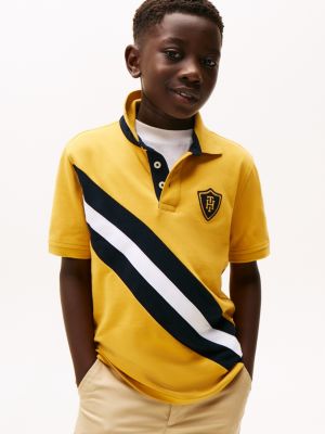 Kids' Banner Stripe Polo Shirt, City Yellow