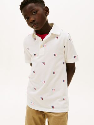 Kids' Allover TH Logo Polo, Ecru
