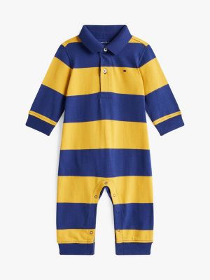 Babies' Stripe Polo Coverall, City Yellow