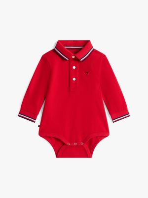 Babies' Tipped Polo Onesie, Red
