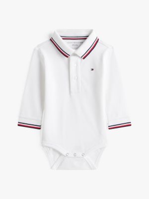 Babies' Tipped Polo Onesie, Optic White