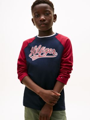 Kids' Logo Raglan-Sleeve T-Shirt, Navy Blue