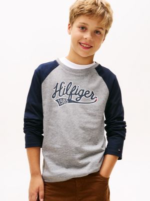 Kids' Logo Raglan-Sleeve T-Shirt, Medium Grey Heather
