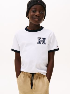 Kids' H Logo Letterman T-Shirt, Optic White