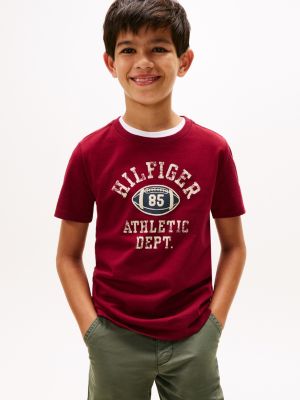 Kids' Football Logo T-Shirt, Rouge