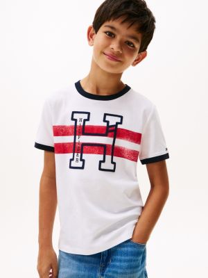 Kids' Stripe H Logo T-Shirt, Optic White