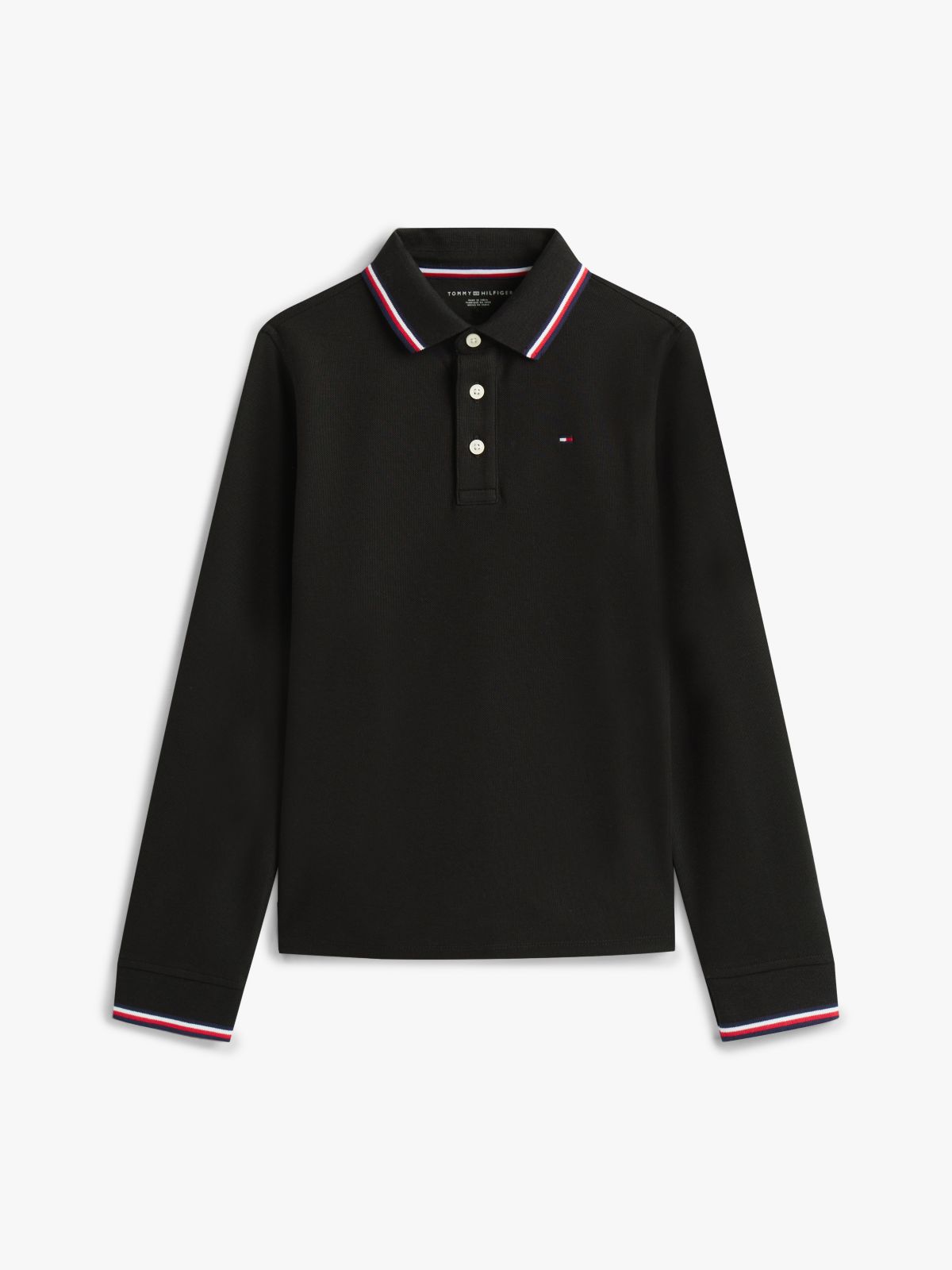 Kids' Long-Sleeve Tommy Wicking Polo — Black