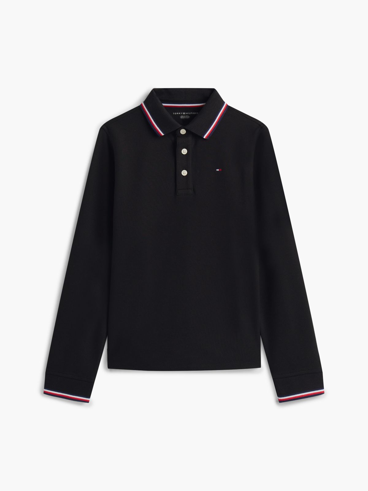 Kids' Long-Sleeve Tommy Wicking Polo — Black
