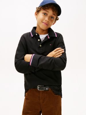 Kids' Long-Sleeve Tommy Wicking Polo, Black