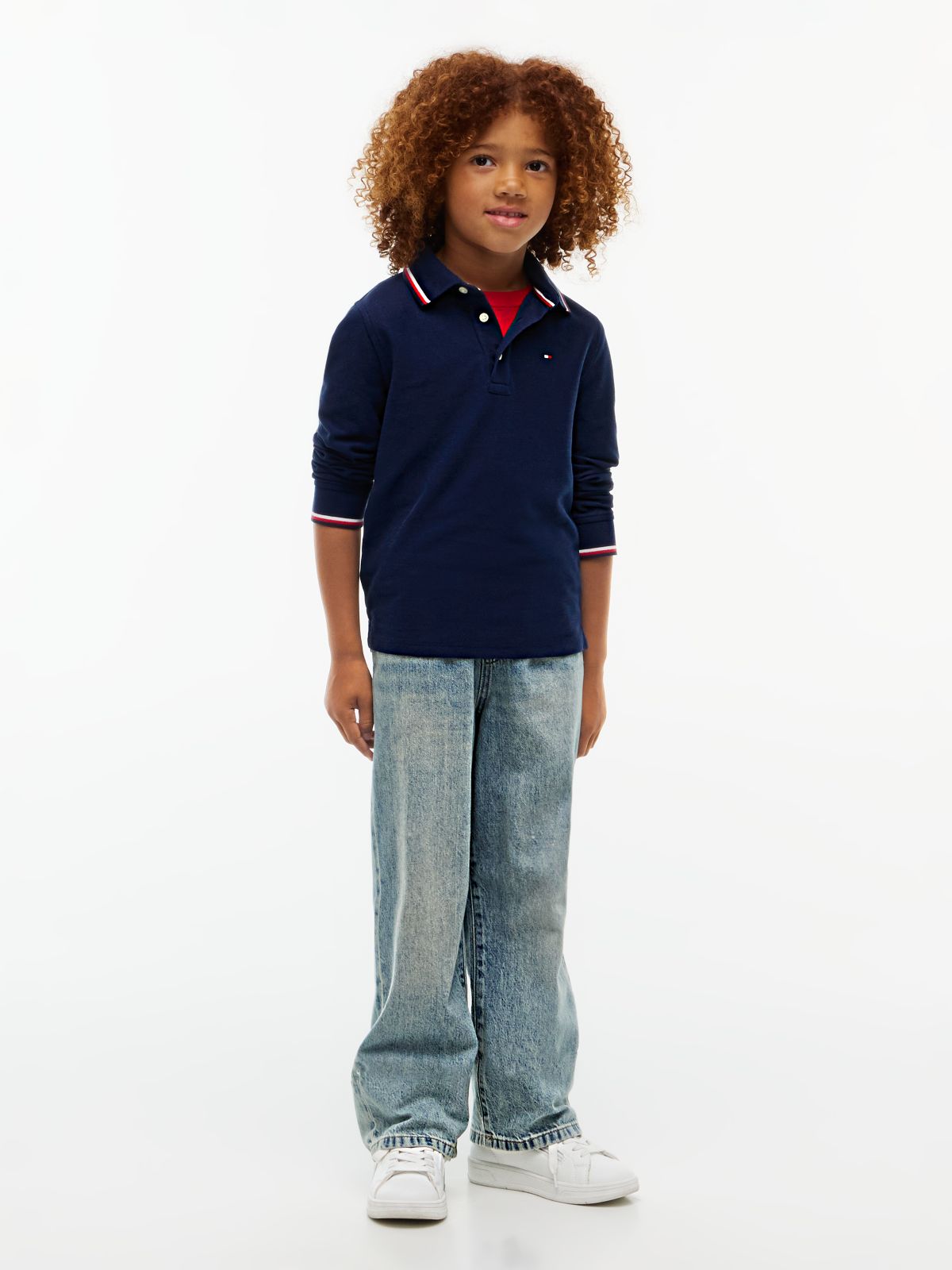 Kids' Long-Sleeve Tommy Wicking Polo — Carbon Navy