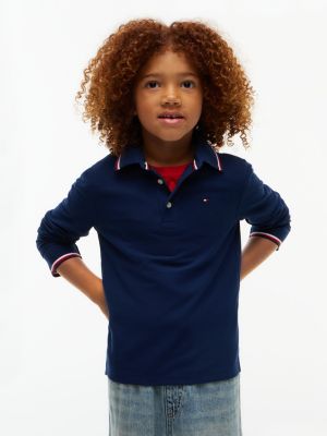 Kids' Long-Sleeve Tommy Wicking Polo, Carbon Navy