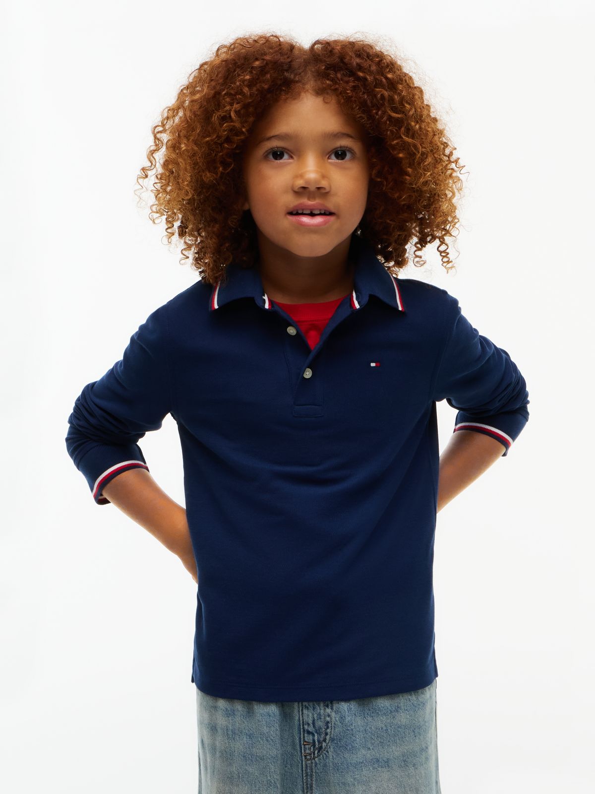 Kids' Long-Sleeve Tommy Wicking Polo — Carbon Navy