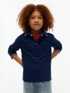 Kids' Long-Sleeve Tommy Wicking Polo — Carbon Navy 1