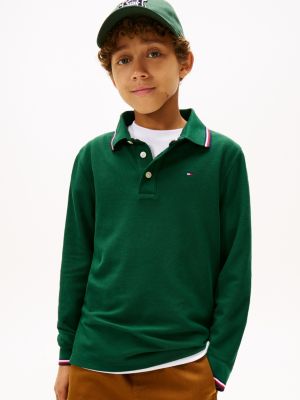 Kids' Long-Sleeve Tommy Wicking Polo, Ornamental Green