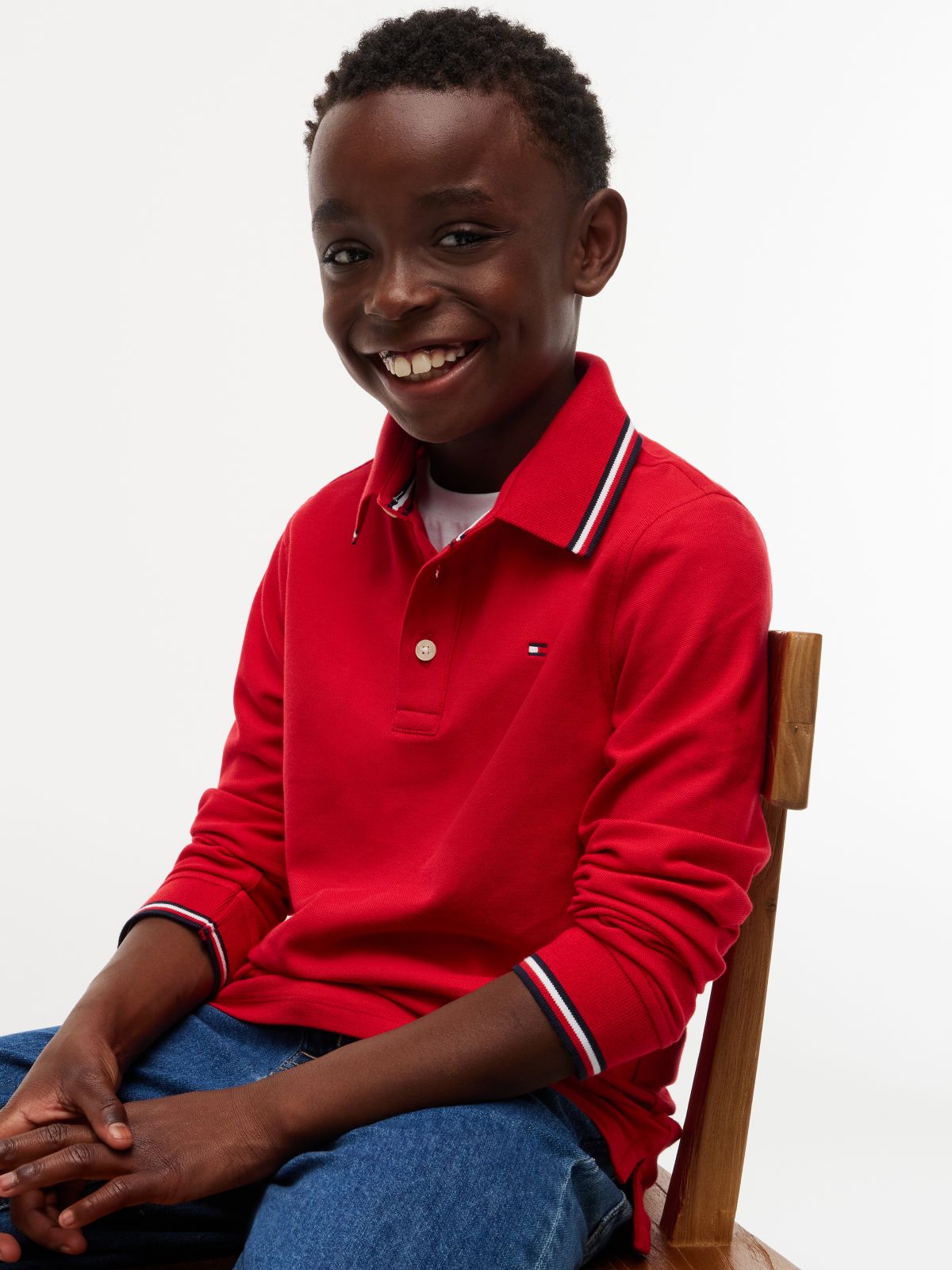 Kids' Long-Sleeve Tommy Wicking Polo — Red