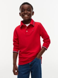 Kids' Long-Sleeve Tommy Wicking Polo — Red 1