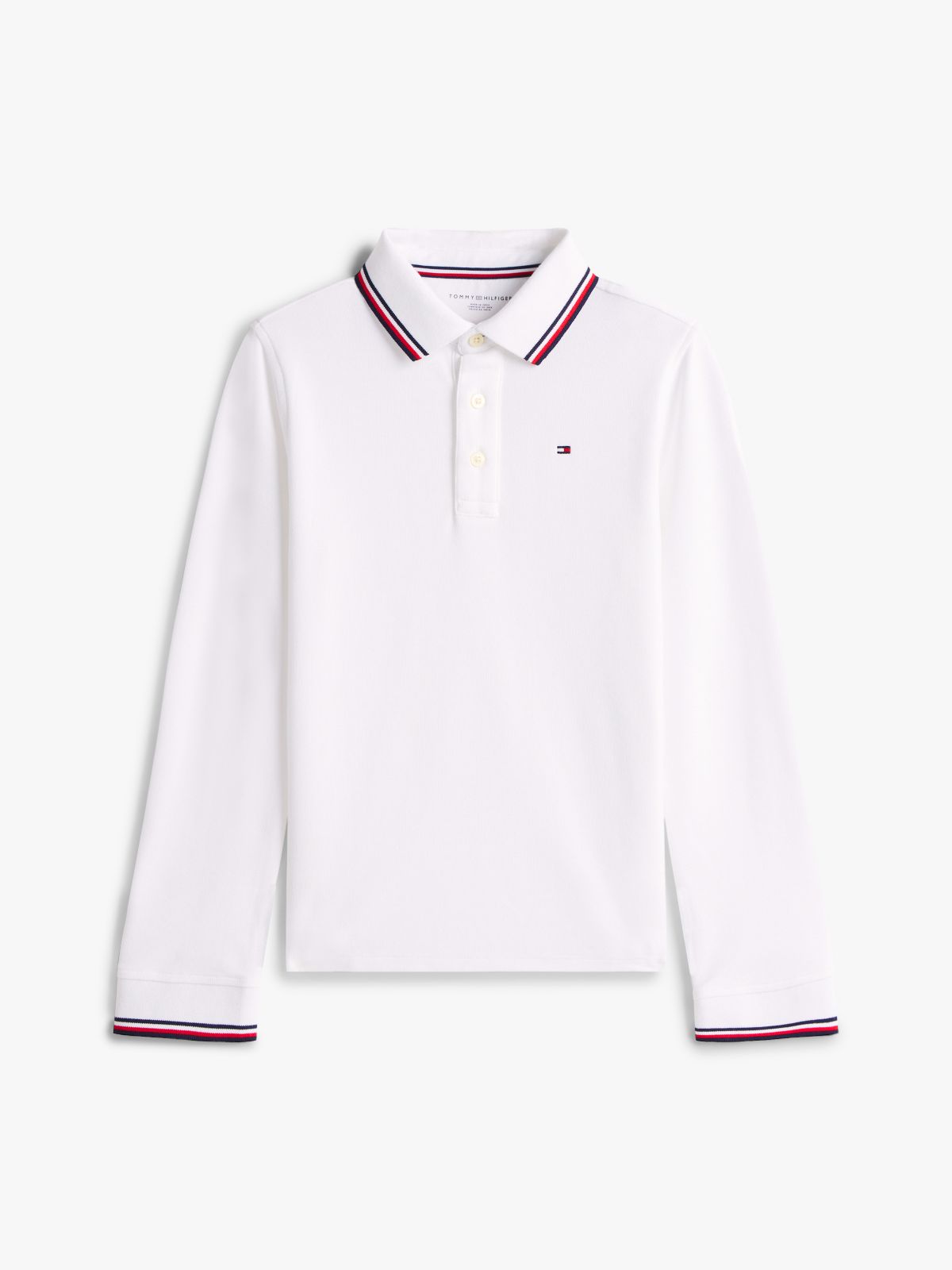 Kids' Long-Sleeve Tommy Wicking Polo — Optic White