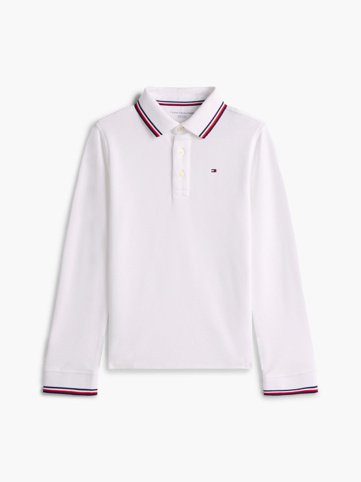 Kids' Long-Sleeve Tommy Wicking Polo — Optic White