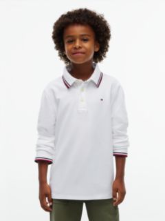 Kids' Long-Sleeve Tommy Wicking Polo — Optic White 1
