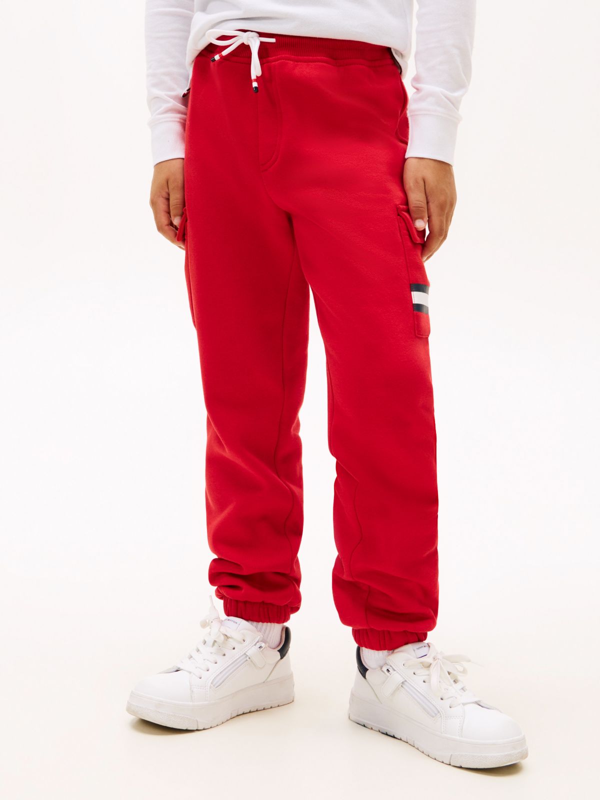 Kids' Fleece Cargo Jogger — Red