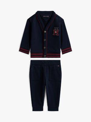 Babies' Fleece Cardigan and Pant Set, Navy Blue