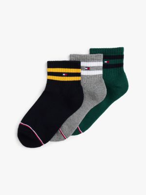 Kids' Stripe Quarter Top Sock 3-Pack, Ornamental Green/ Multi