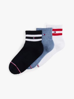 Kids' Stripe Quarter Top Sock 3-Pack, Lucent White / Multi