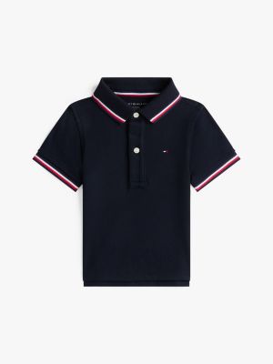 Babies' Tipped Polo Shirt, Navy Blue