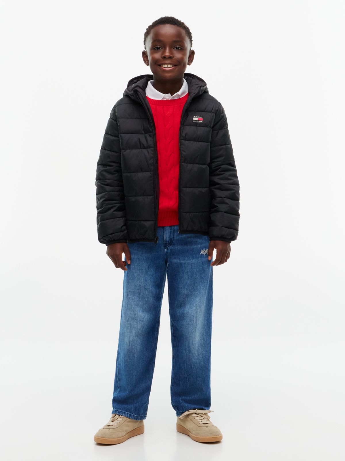 Kids' Water-Resistant Packable Jacket — Black
