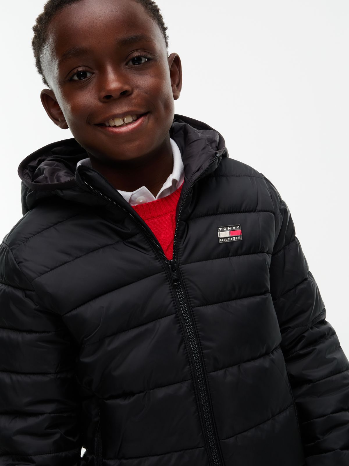 Kids' Water-Resistant Packable Jacket — Black
