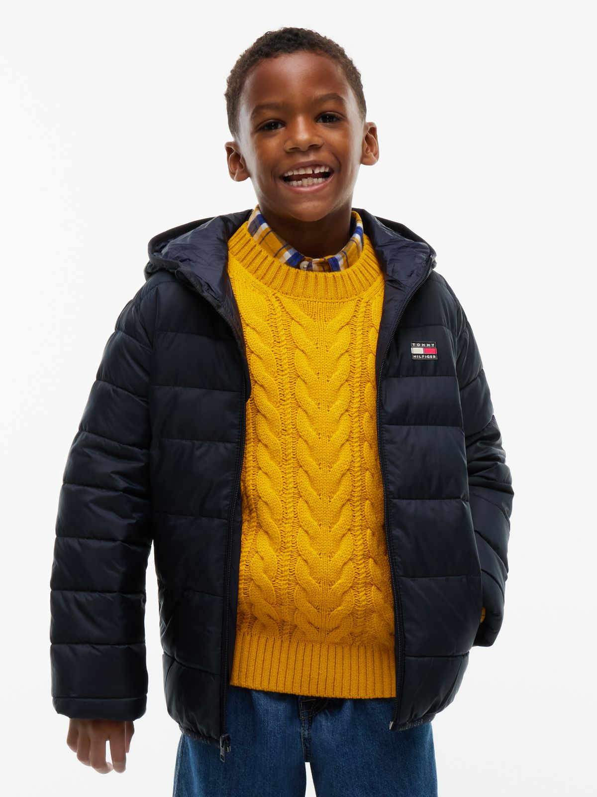 Kids' Water-Resistant Packable Jacket — Navy Blue