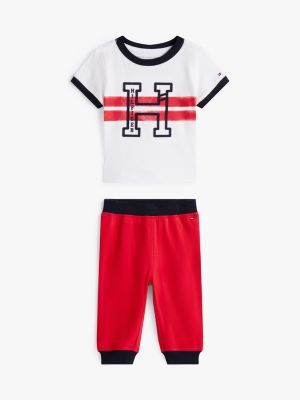 Babies' H Logo Shirt and Fleece Pant Set, Optic White