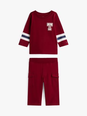 Babies' Varsity T-Shirt and Pant Set, Rouge