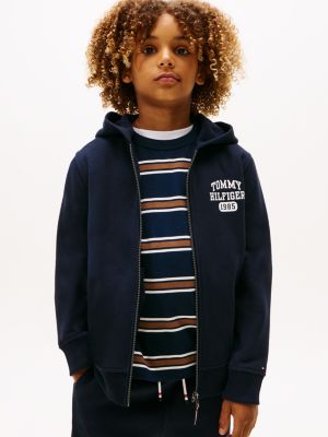 Kids' Logo Zip Hoodie, Navy Blue
