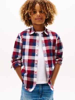 Kids' Buffalo Check Stretch Shirt, Rouge