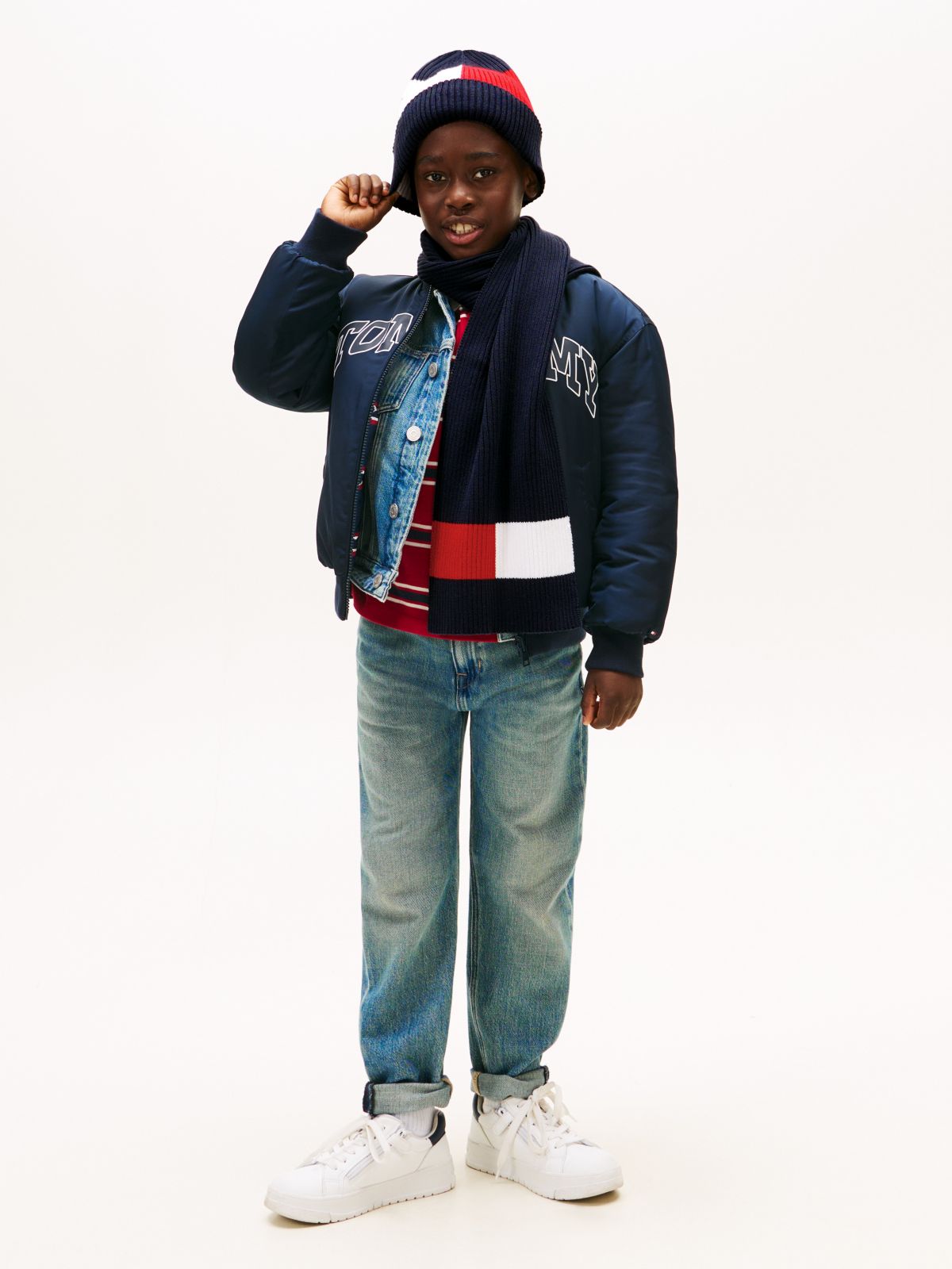 Kids' Flag Logo Colorblock Scarf — Space Blue / Multi