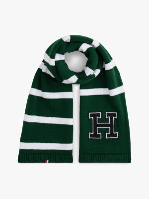 Kids' H Logo Stripe Scarf, Ornamental Green/ Multi