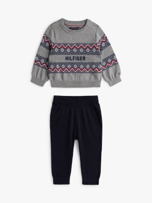 Babies' Fair Isle Sweater & Pant Set, Grey Multi