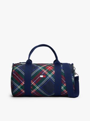 Kids' Plaid Duffle Bag, Carbon Navy Multi