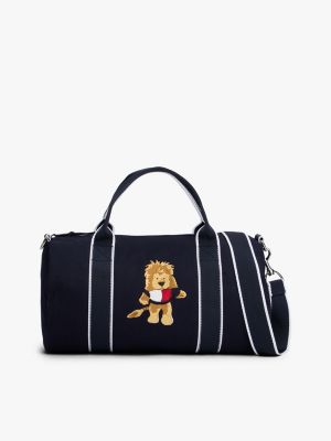 Kids' Embroidered Lion Duffle Bag, Space Blue